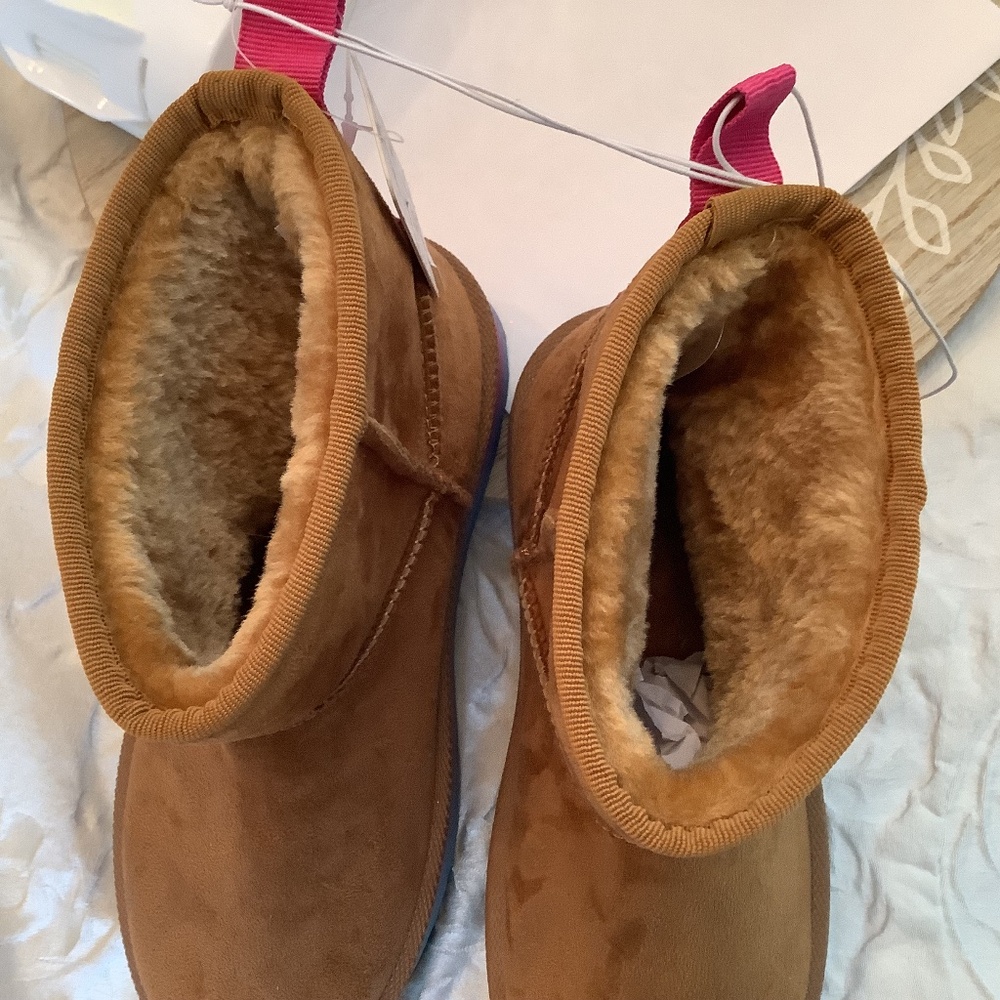 NWT MUDD Camel ankle fur platform boots youth sz. 3 - Picture 6 of 11